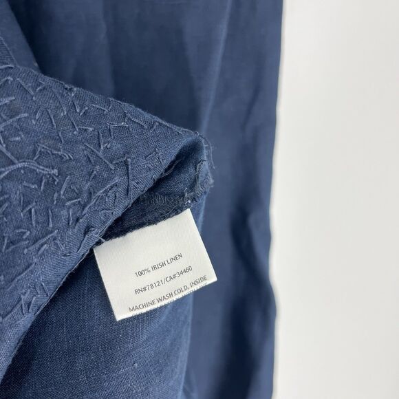 Eileen Fisher Tank Top Size Medium Petite Navy Irish Linen Beaded Sleeveless - Picture 7 of 8